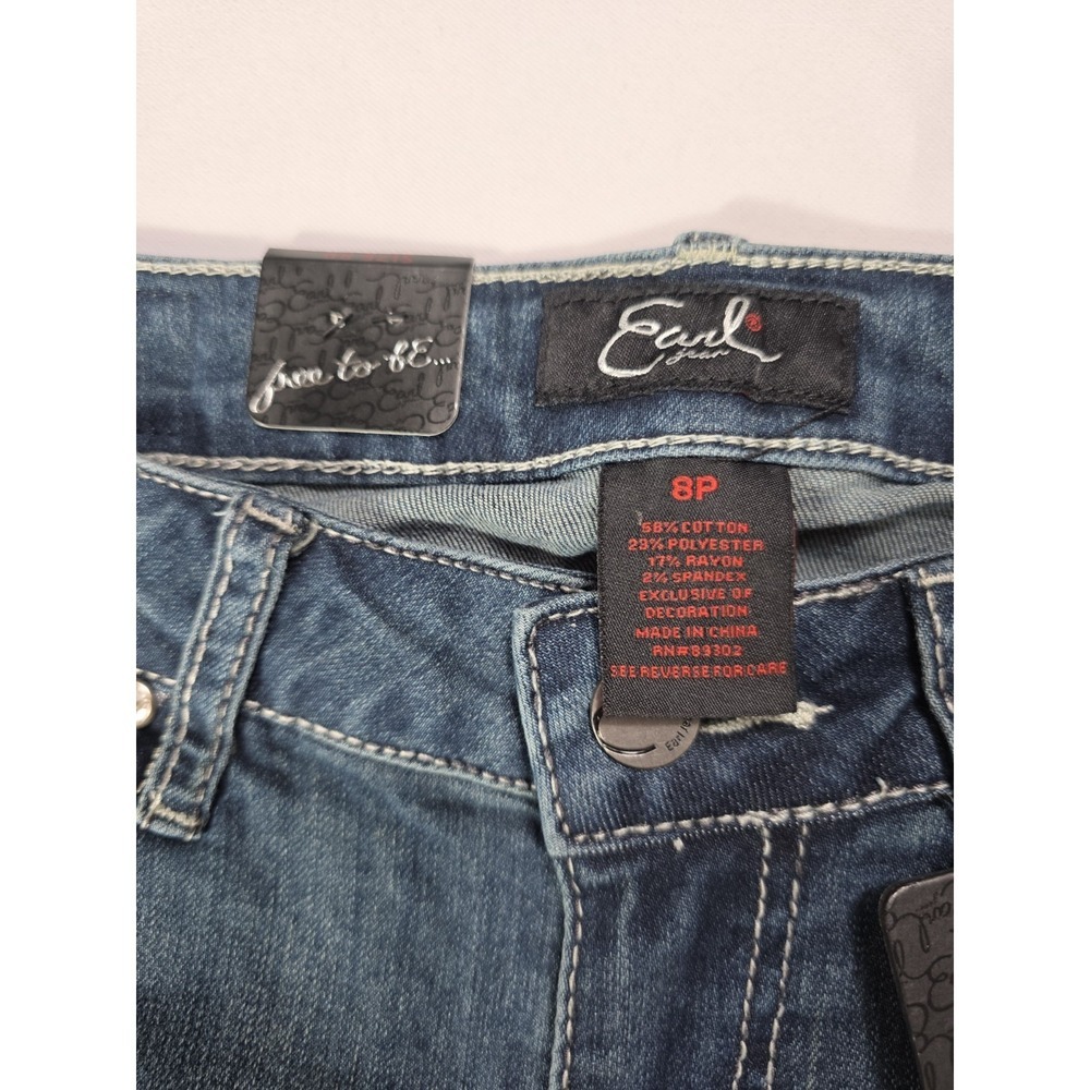Y2K Earl Jean Capri Jeans Women's 8P Rhinestone Embellished Denim McBling - Picture 8 of 11